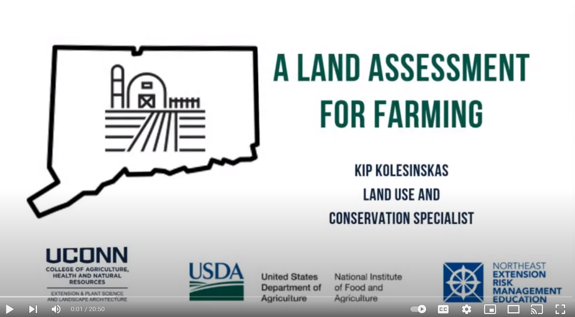 Title slide for the presentation with the text A land assessment for farming on the image.